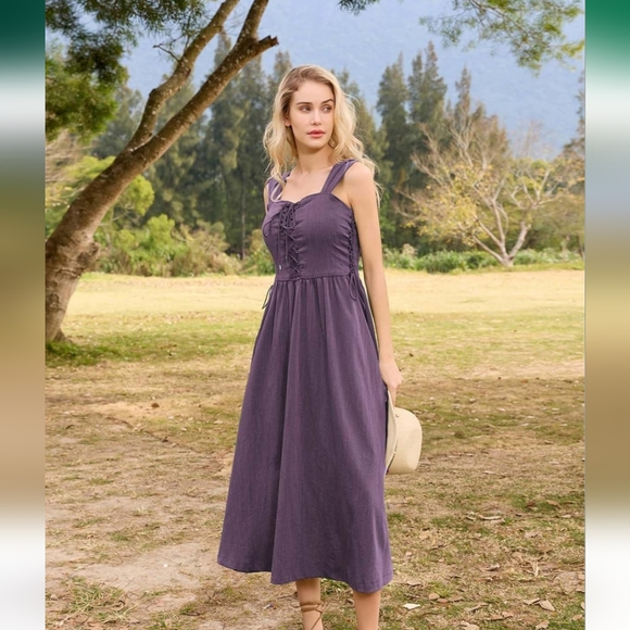 Scarlet Darkness Women Renaissance Midi Dress Cottagecore Sleeveless NWT - Picture 4 of 4